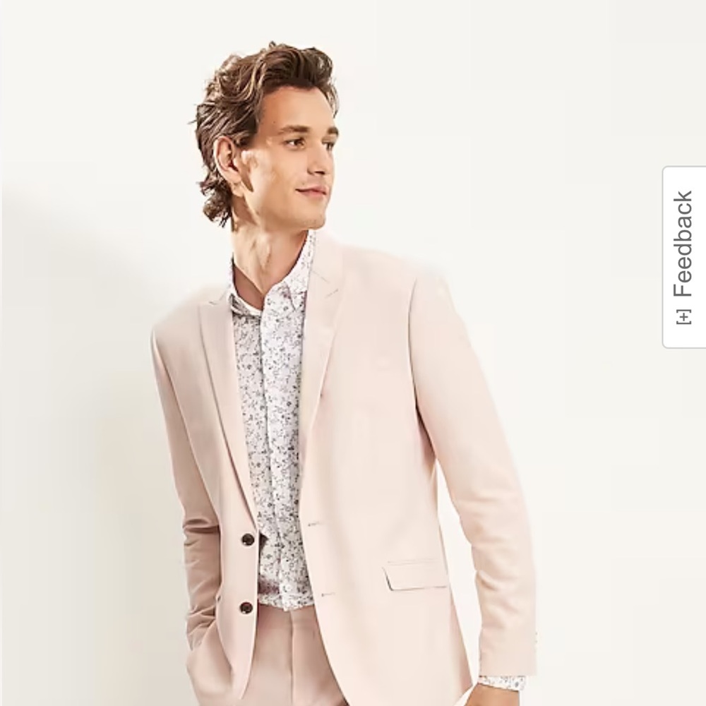 Men's Light Pink Slim Slub Hyper Stretch Blazer